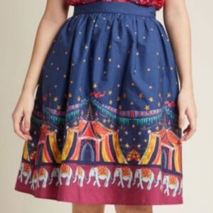 Modcloth Circus Carnival Navy Circle Skirt